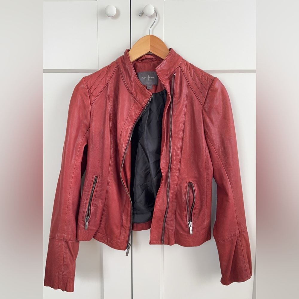 Cole Haan Burgundy Leather Coat!